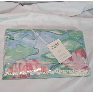 Atelier Martex Monet's Lilies Twin Flat Sheet 200 TC Floral Pastel Lace Trim NOS